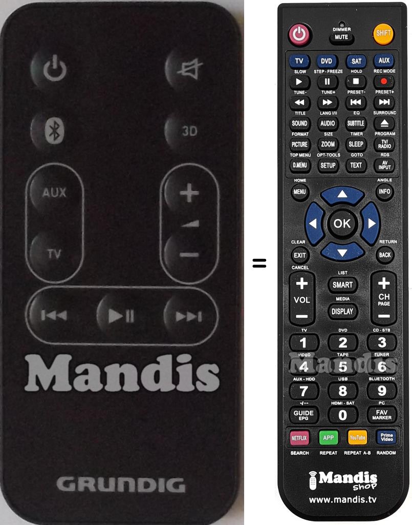 Replacement remote control Grundig GSB800